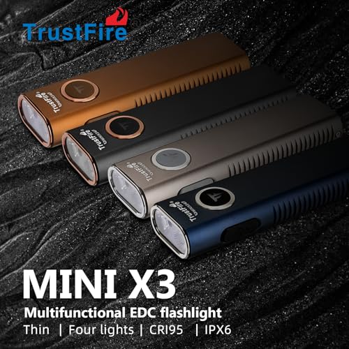 Trustfire MINIX3-US Mini X3 Rechargeable Edc Flashlight With White Light, Flood Light, Uv And Green Beam, 1050 Lumens Portable Flat Flashlights, Fourfold Light Sources Pocket Lights thumb #8