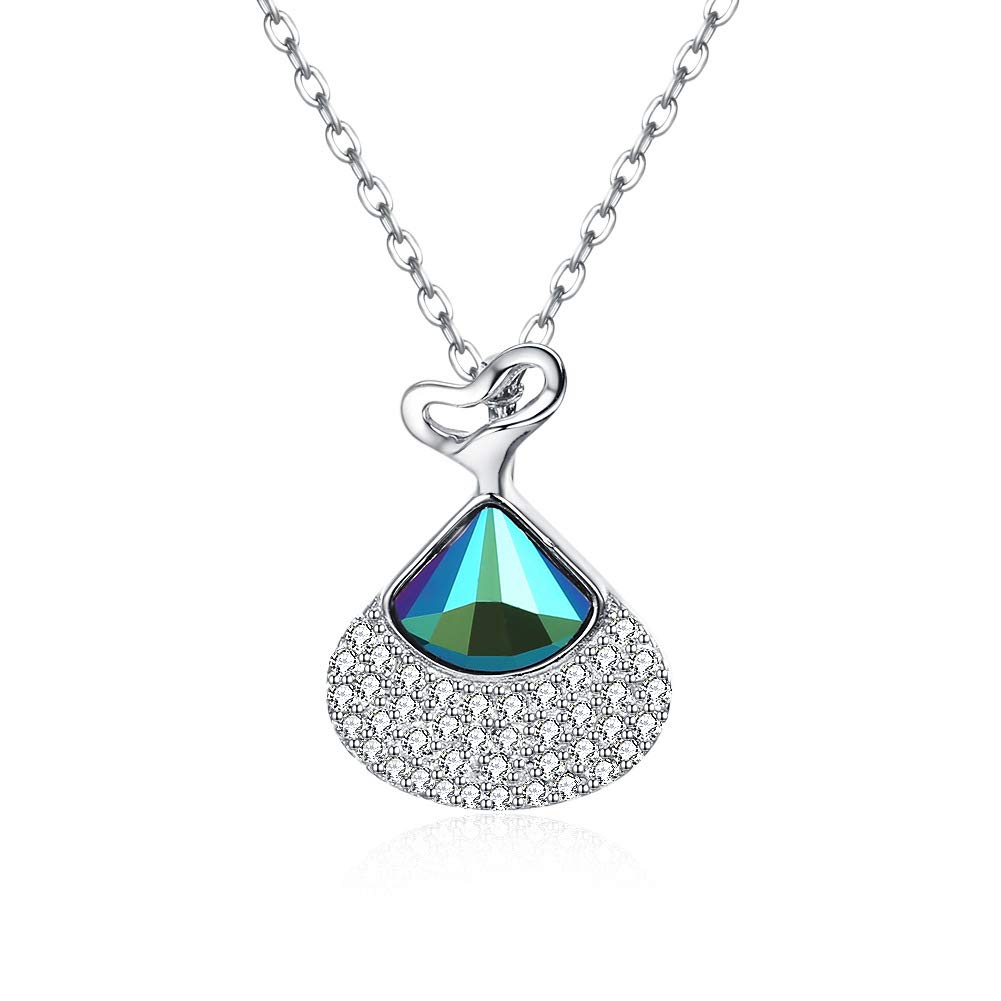Collar de cristal Collar con colgante de concha de diamante de plata de ley S925