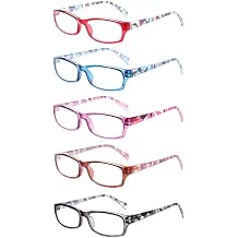 Kerecsen 5-Pack Reading Glasses Women Spring Hinge Pattern Design Glasses for Reading