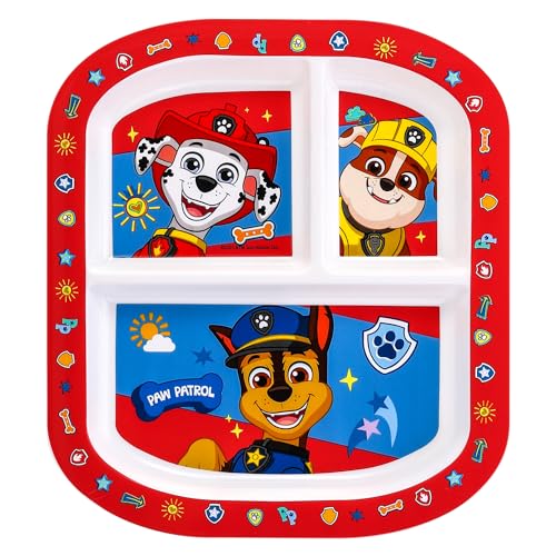 Zawadi Global Paw Patrol 3 Section Reusable Childrens Kids Toddlers Divided Breakfast Lunch Dinner Plate