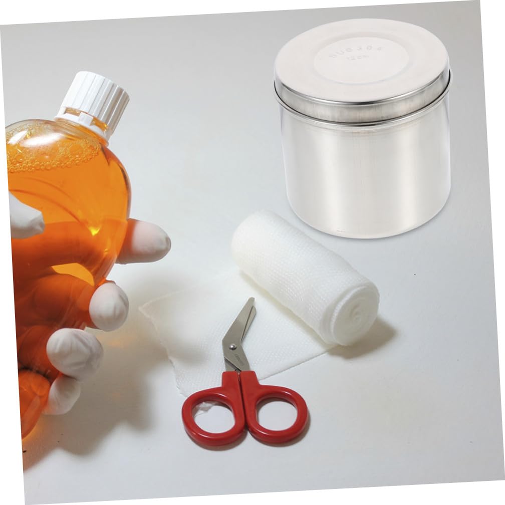 BESTOYARD 304 Stainless Steel Dressing Jar 8cm Thick Iodine-Resistant Unguent Container with Lid for Gauze and Cotton Balls Storage in Clinical and Professional Use