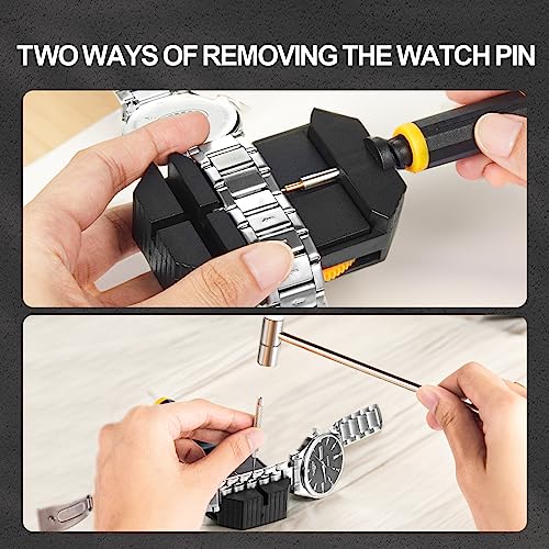 Image of JOREST Watch Link Removal Kit, Resizing Tool for Bracelet Adjustment & Replacement, Pin Remover for Sizing Strap, Watch Adjuster, Hammer for Watch Repair, Adjust Band, with User Manual, Punches