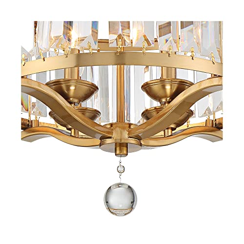 Vienna Full Spectrum Prava 16 1/2" Wide Brass And Crystal Ceiling Light - Possini Euro Design #TOP6