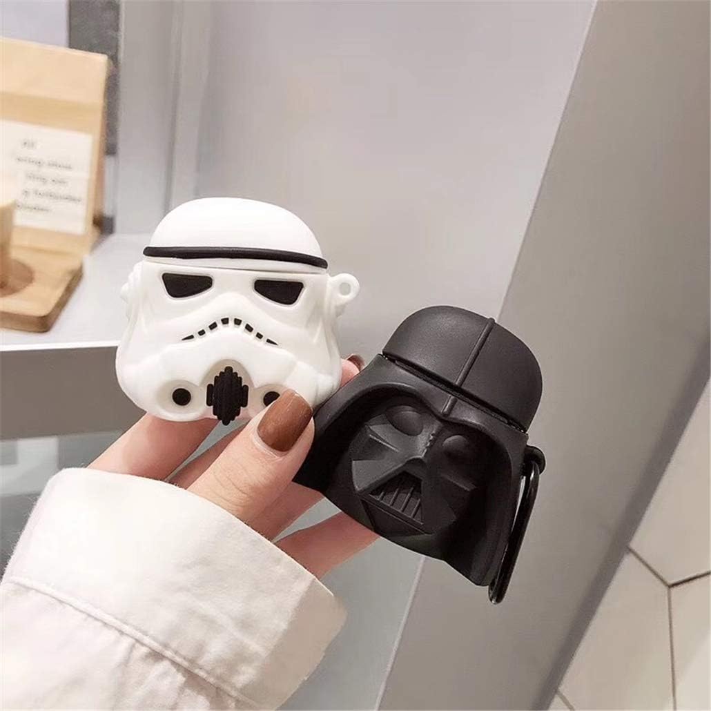 Joyleop(White Man) Compatible with Airpods 1/ 2 Case Cover,3D Cute Cartoon Funny Fun, Silicone Airpod Stylish Chic Character Skin Keychain Cover,Girls Boys Teens Men,Cases for Air pods 1& 2