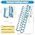 Wall-Mounted Retractable Attic Ladder Pull Down System-12 Steps Al-Mg Alloy Attic Stairs, 10.17FT Wall-Mounted Collapsible Loft Ladder with Armrests, Retractable Attic Ladder (Blue)
