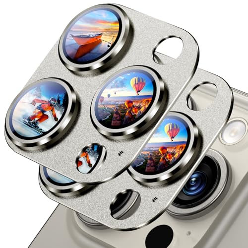 Image of Uyiton Compatible with iPhone 16 Pro /iPhone 16 Pro Max Camera Lens Protector - [Not Easy to Break][Strong Adsorption][Case-Friendly] Metal Tempered Glass Rear Camera Screen Cover - Natural, 2 Pack