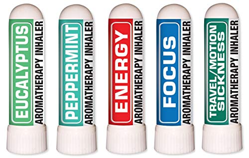 Aromatherapy Nasal Inhaler Pack of 3 Made with Organic Essential Oil - Eucalyptus, Focus and Travel/Motion Sickness - 0.7 mL by Sponix