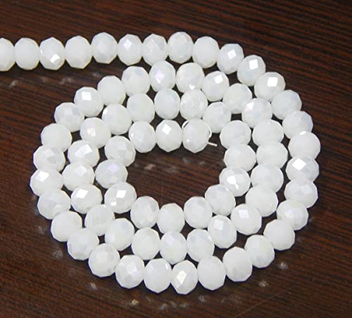 Perlin Czech Bohemian Crystal Pearls 4 mm x 3 mm Rondelle Beads, 120 White Opaque Pack, Klein - Image 4