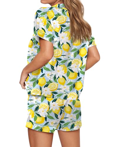 Image of SHESHOW Satin Pajamas for Women Set Preppy Animals Pjs Short Sleeve Shorts 2 Piece Loungewear Sets XS-XXL