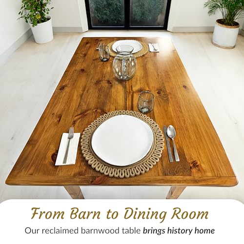Amish-Rustic-Farmhouse-Rectangular-Wooden-72-Inch-Dining-Table-for-6-Reclaimed-Pine-Solid-Wood-Dining-Table-6-Foot-Light-NaturalBlack Amish Rustic Farmhouse Rectangular Wooden 72 Inch Dining Table for 6 Reclaimed Pine Solid Wood Dining Table 6 Foot Light NaturalBlack