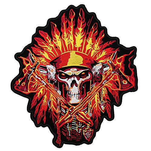 Buy OYSTERBOY Large Rider Embroidered Patch Indian Chief Native American Warrior Skull Biker