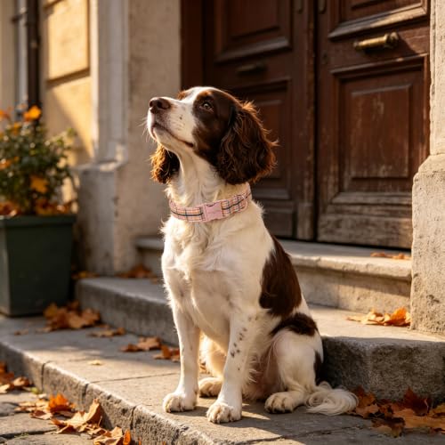 Image of ARING PET Fall Dog Collar, Cute Autumn Orange Black Yellow Stripe Heavy Duty Doggy Collars for Puppy Small Medium Large Boy Girl Dogs-L
