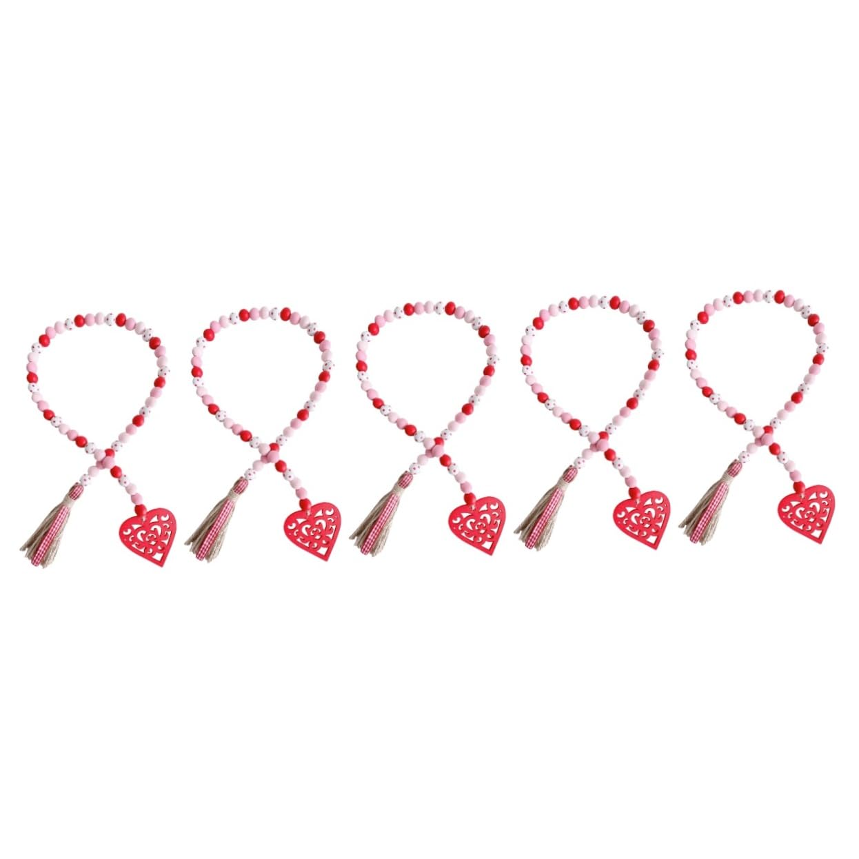 Alipis 5pièces Guirlande Bois à Perles avec Franges pour Décoration Saint-Valentin Accessoire Élégant pour Fêtes Et Événements Spéciaux