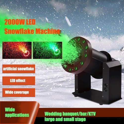 Máquina de nieve LED 220 V, 2000 W, con luces RGB y control remoto/DMX, operación silenciosa, para Navidad, bodas, eventos DJ y fiestas miniatura 4