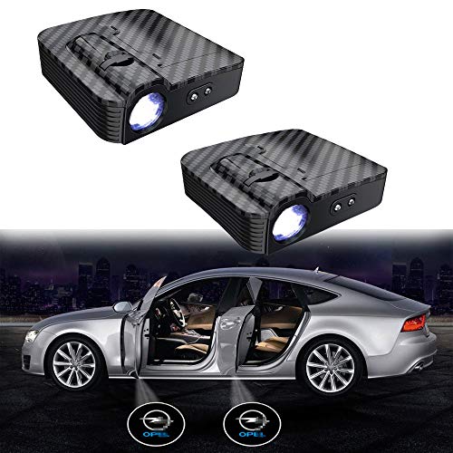 MIVISO Mejorado Puerta de coche Led Logo Proyector Luz Sin imán Lámpara inalámbrica Bienvenido Ghost Shadow Light 2PCS (Aceptar logotipo personalizado)