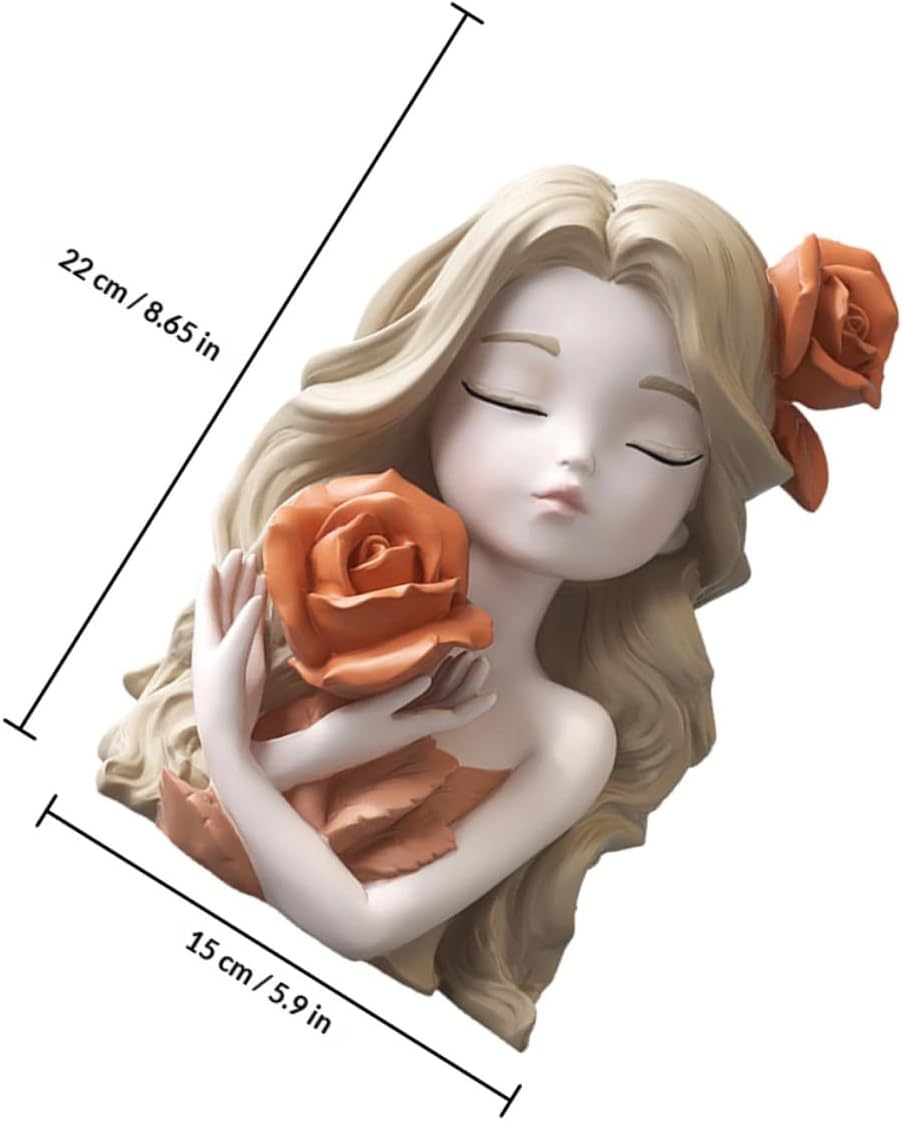 Cute Girl Coin Bank Money Saving Jar Compact Cash Container Household Saving Pot Decorative Money Box for Home and Travel Use Orange Resin