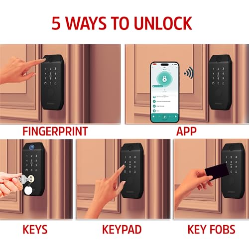 Energizer Smart Door Lock, Deadbolt with Keyless Fingerprint Entry, App Control, Anti-Peep Passcode Touchscreen, 2 Key Fobs & 2 Keys, Holds 50 Fingerprints, One-Touch & Auto-Lock, Doorbell - image 2