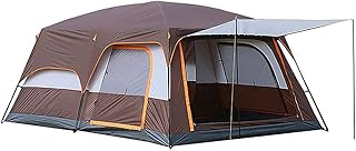 Tienda de Carpa Familiar Doble Capa Tenta de Carpa Impermeable Tienda de Campamento con 2 cabañas de sueño Oscuro Adicional para Caminar al Aire Libre para Acampar (café 320 * 220 * 195cm (5) Hermoso