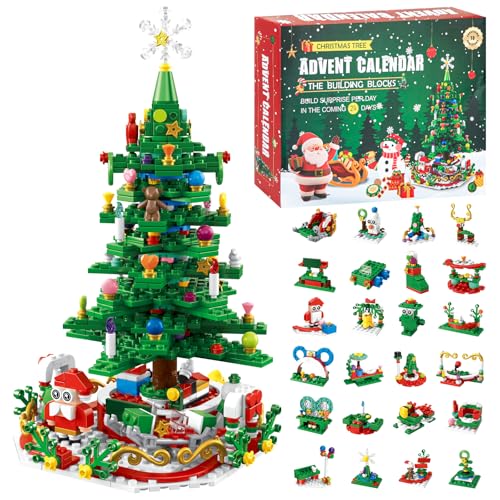 Coovernier Advent Calendar 2025, Christmas Countdown Building Set with LED Light & 2 Play Modes, 24-Day Holiday Activity for Kids & Adults, Creative Christmas Gift for Ages 6+