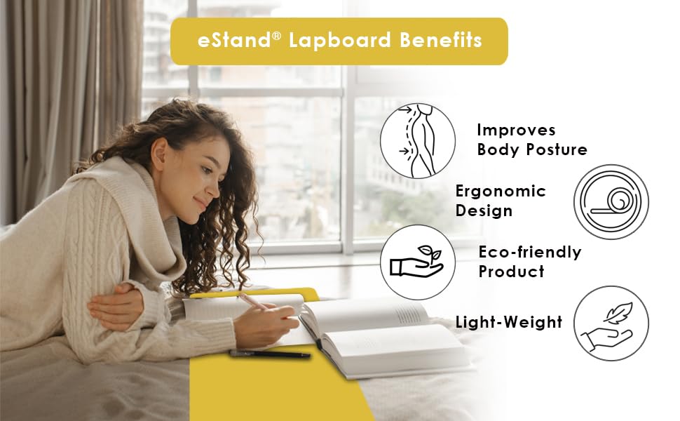 Image of Lap Board for Study | Home | Dining | Office | Laptop | Computer Desk | Reading & Writing | Multi-Purpose | Made in India | (Yellow, Lap Board 14 inchX23 inch Yellow)
