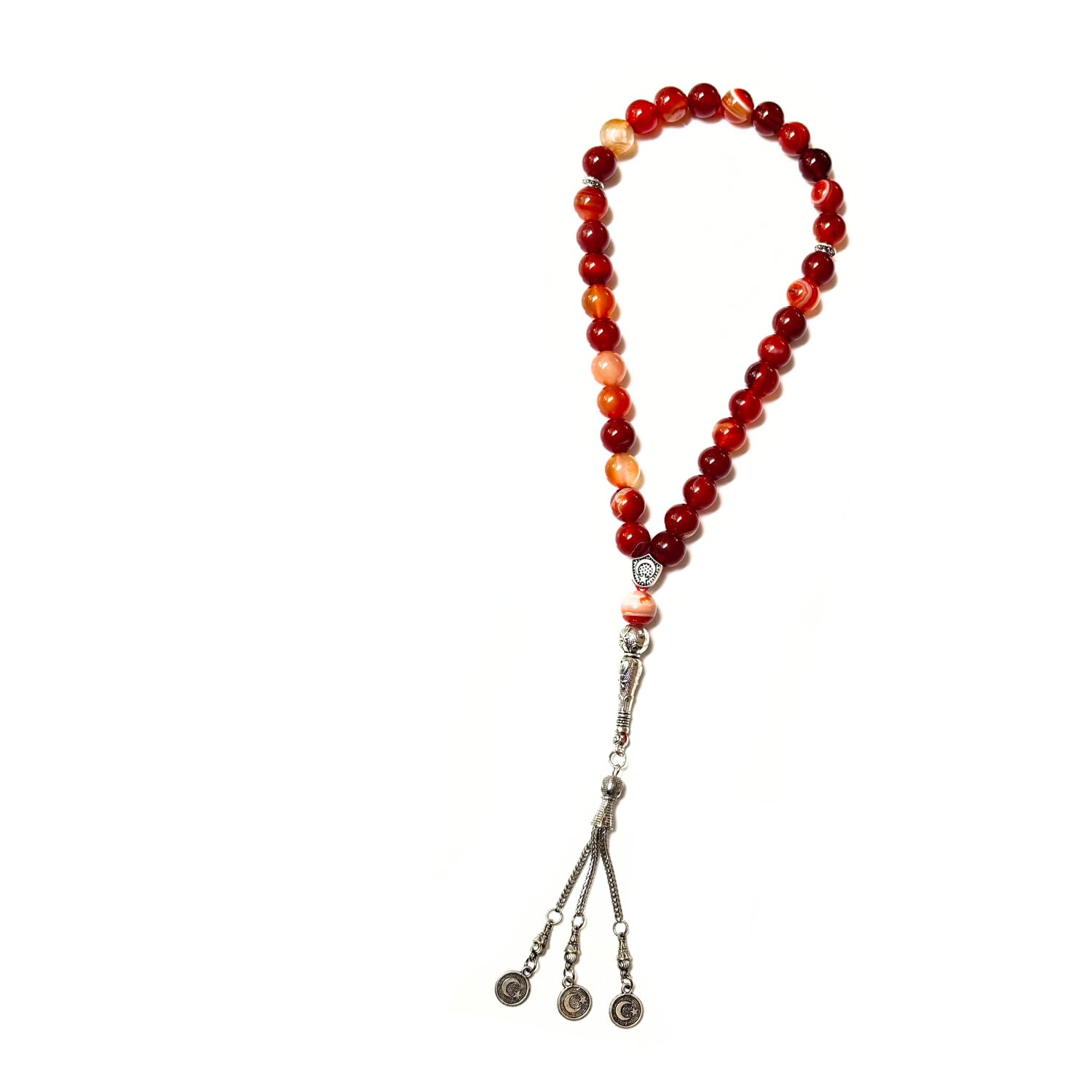 Healing Crystals 33 Beads Tasbih – 8mm Natural Gemstone Prayer Beads with Metal Charm – Round Islamic Tasbeeh for Meditation, Zikr, Namaz, Spiritual Healing-picture-17