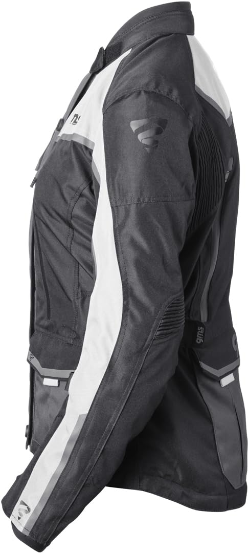 GMS Twister Neo imperméable à l’eau dames moto textile veste, noir/gris/blanc, 5XL
