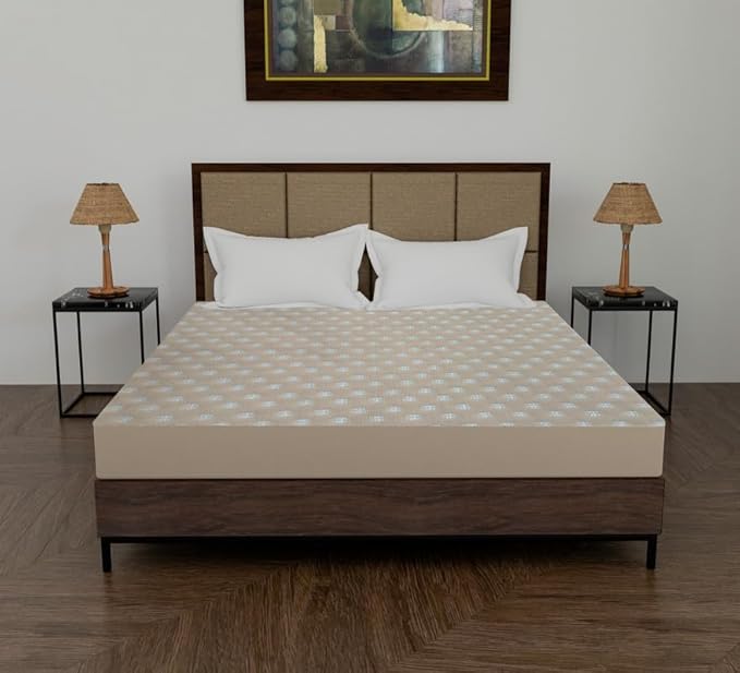 DAKSH Jacquard Fabric 100% Waterproof Breathable Deep Skirting Mattress Protector/Cover- Beige, for 36x72 Inch, Single Bed