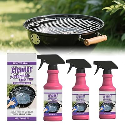 Fast-Acting Heavy-Duty Grill Degreaser Spray, BBQ Grill Cleaner Spray for Outdoor Grills, 120ml/4fl.0z BBQ Degreaser Cleaners Heavy Duty, for Burnt Food & Grease Kitchen Cleaner