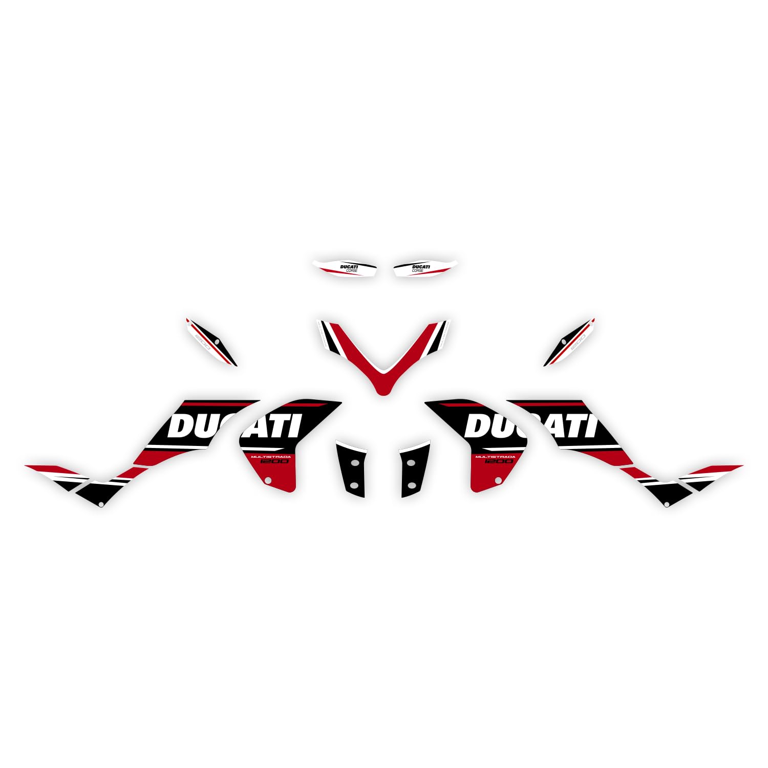 Az Graphishop Kit Adesivi Carena Compatibile con Ducati Multistrada 1200 2010 – 2014 FS-MULTI-10-14 (Black & Red, Red, 2010-2012)