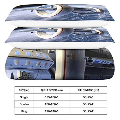 Housse de couette space ship en microfibre de qualité supérieure avec ses taies d'oreiller assorties