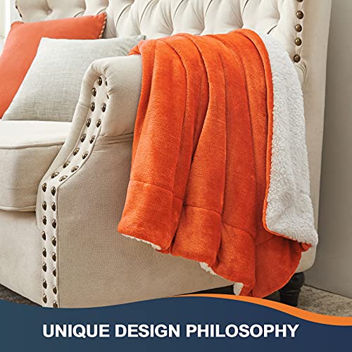 Walensee Sherpa Fleece Blanket (Throw Size 50 Inchx60 Inch Orange) Plush Throw Fuzzy Super Soft Reversible Microfiber Flannel Blankets For Couch thumb #5