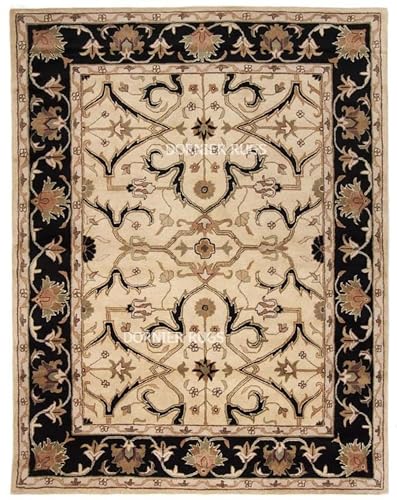 Image of 7x9 Ft Hand-Tufted Wool Rug - Classic Thick Carpet for Cozy Living Rooms & Master Bedrooms