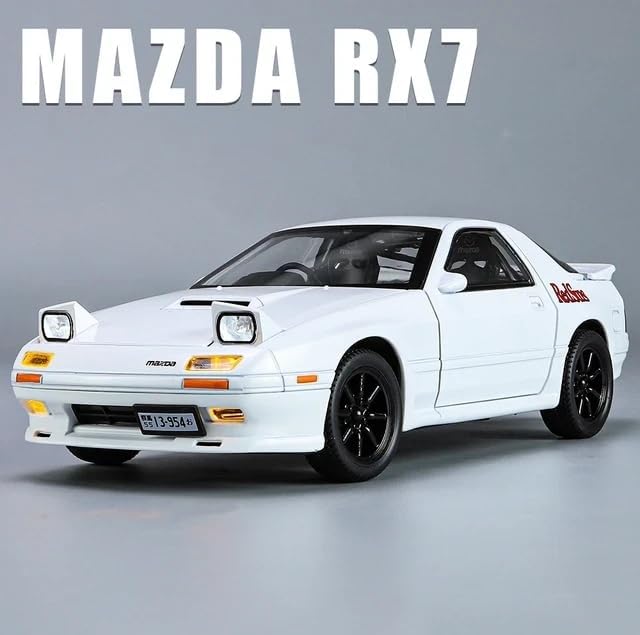 Image of NISHCHAY 1:24 Scale Die-Cast Model Car for Mazda RX7 Alloy with Popup Headlight Function Light and Music (Engine Start) for Kids and Adults on Birthday Gift 【Pack of -1 (White /Yellow)】【Random Color】