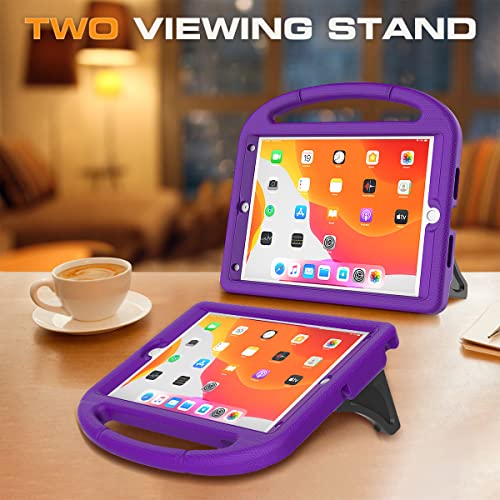 Image of Kids Case for iPad 9th /8th /7th Generation, iPad 10.2 Kids Case with Built-in Screen Protector, Durable Shockproof Handle Stand Protective Cover for iPad 10.2 Inch 2021 /2020 /2019, Purple