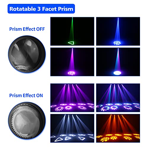 U`king 85W Dj Light Moving Head Lights Rotating 3-Facet Prism Led Spot Moving Heads With 7 Gobos Stage Lighting By Dmx And Sound Activated Control For Parties Wedding Church Live Band Show Bar #TOP2