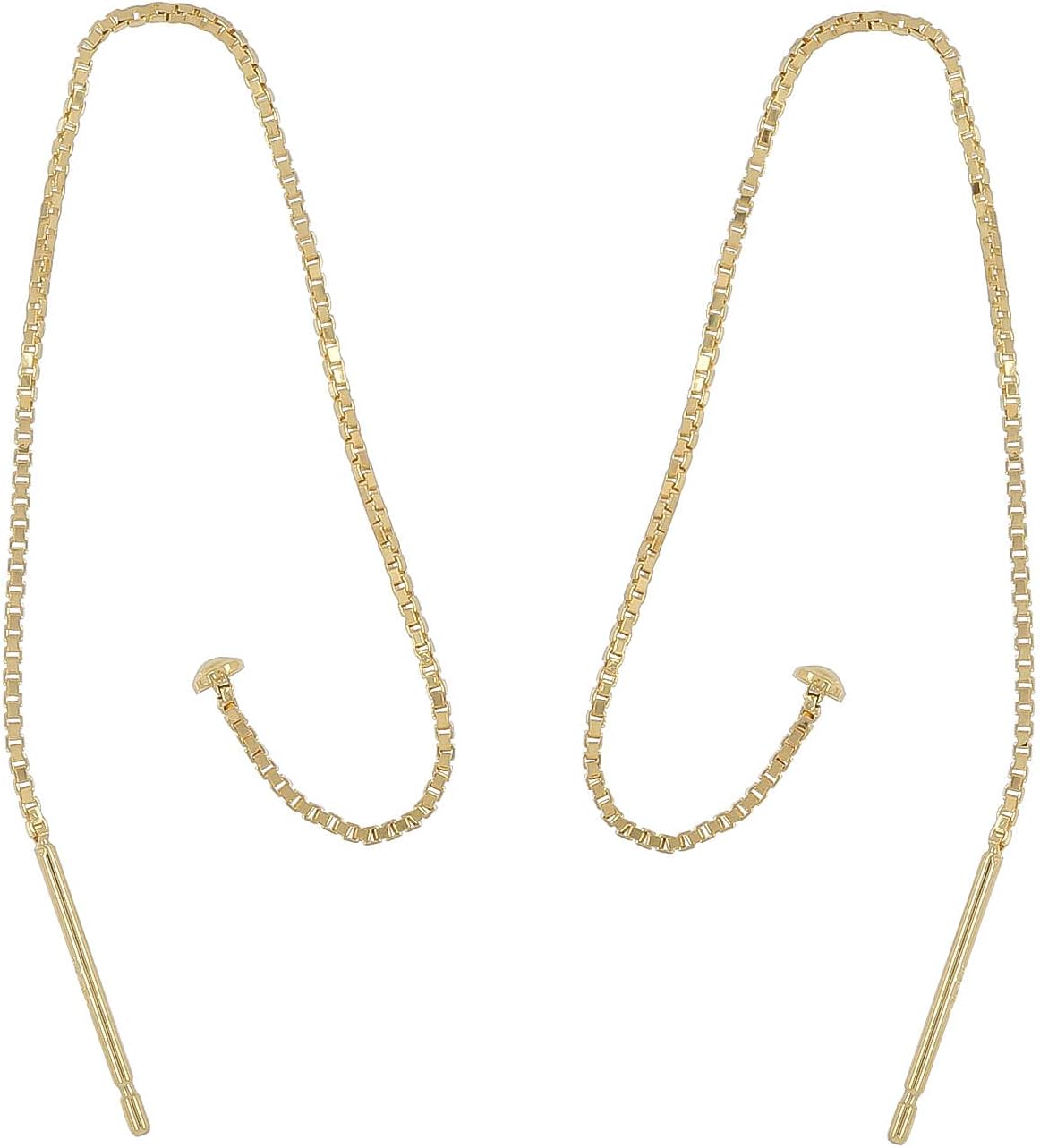 Sterling Silver Dangle 3" Earring Ear Thread with 2mm Head Pin Stopper for DIY Earring Jewelry, Gold Plated