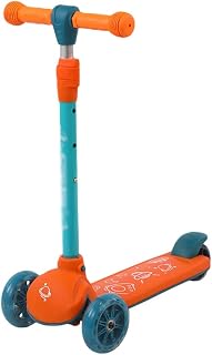 ZZL Stunt Scooters Toddler Scooter for Boys and Girls Extra-Wide PU Light Up Wheels Kick Scooter For Kids 2-12 Years Old Adjustable Height Kickboard (Color : Orange)