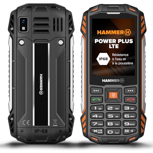 Hammer H Power Plus LTE Outdoor Téléphone Portable sans contrat, Batterie 4000 mAh, mémoire 128 Mo, RAM 64 Mo, écran IPS 2,8