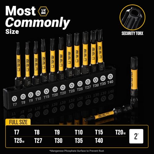 Image of TGFTGF Impact Torx Bit Set 13PCS (TT7-TT40), 2 inch S2 Steel Security Torx, Tamper Proof Torque Star Bit Set with Magnetic CNC Machined Tips, Impact Screwdriver Bits with Storage Case