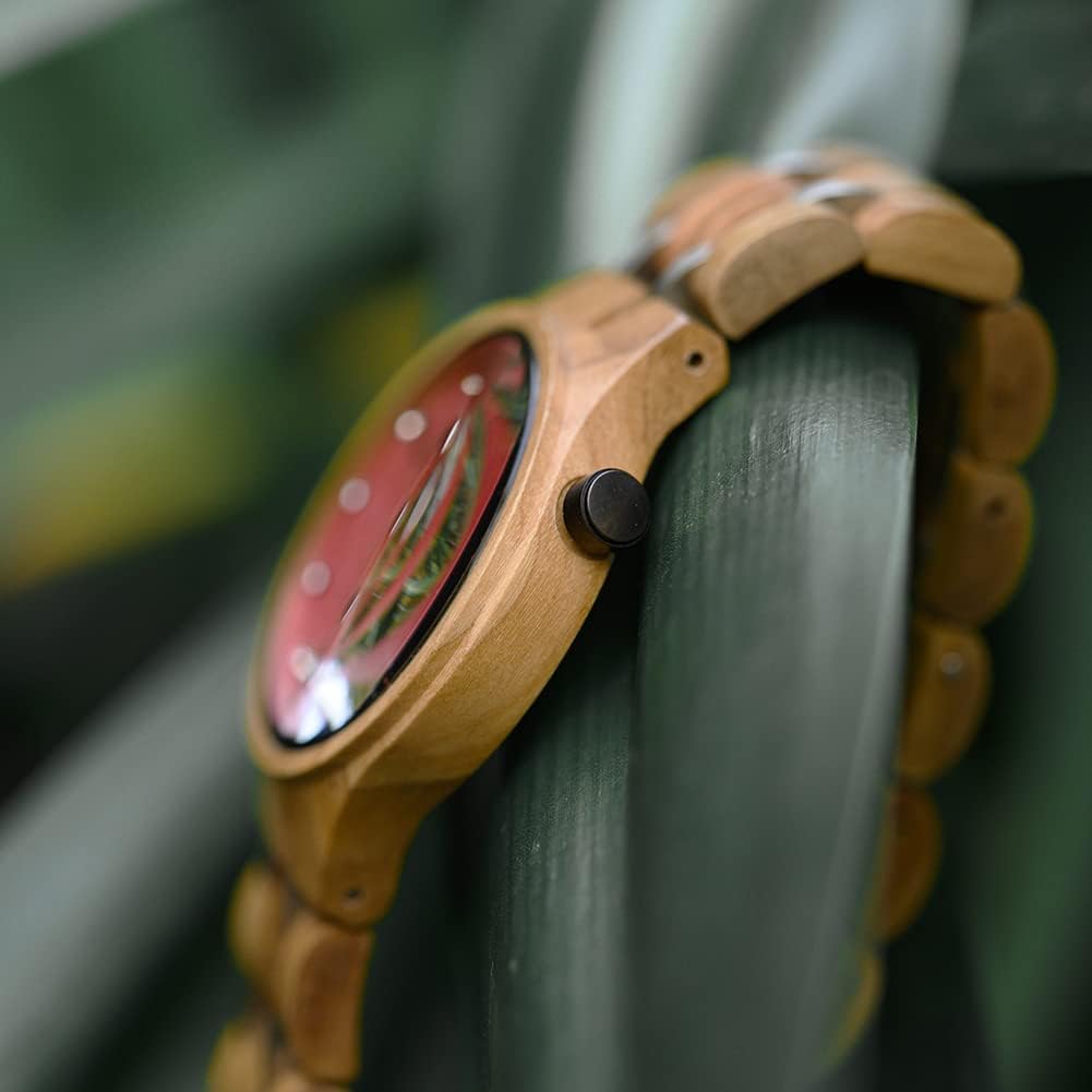 2win Engraved Wood Watch for Women Wife Grilfriend Personalized Watch Gifts Idea for Christmas Birthday Mother's Day Wooden Watch