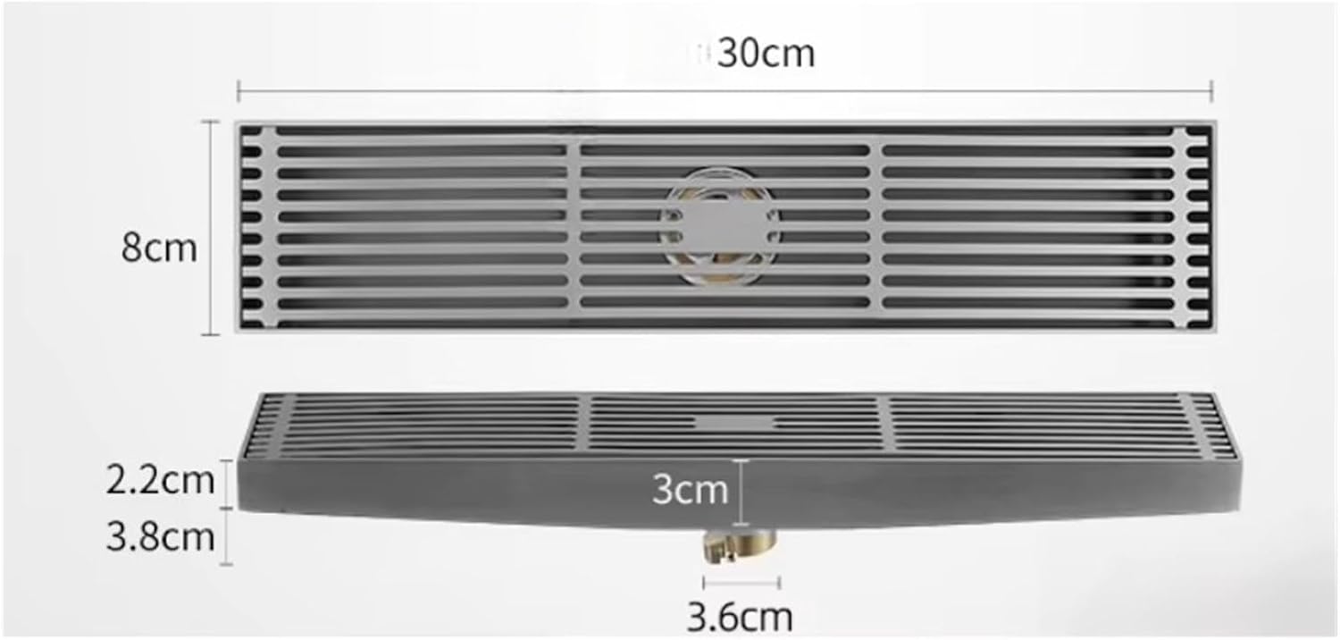 304 Stainless Steel, Grey Long Floor Drain, Shower Room(Blue)