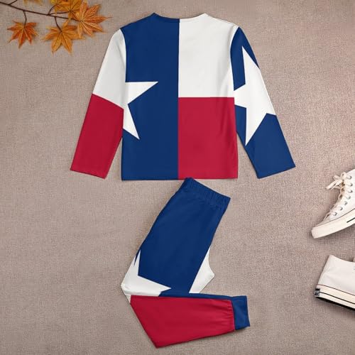 Texas State FlagChildren's Pajama Set Round Neck Long Sleeve Top + Pants Two-piece Set110CM3