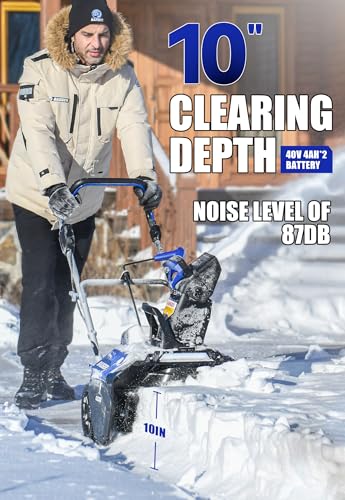 WILD BADGER POWER Snow Blower Cordless 40V Electric Brushless with LED 2Pcs 40V 4.0Ah Battery Longer Running Time for Wet Snow and Heavy Snow