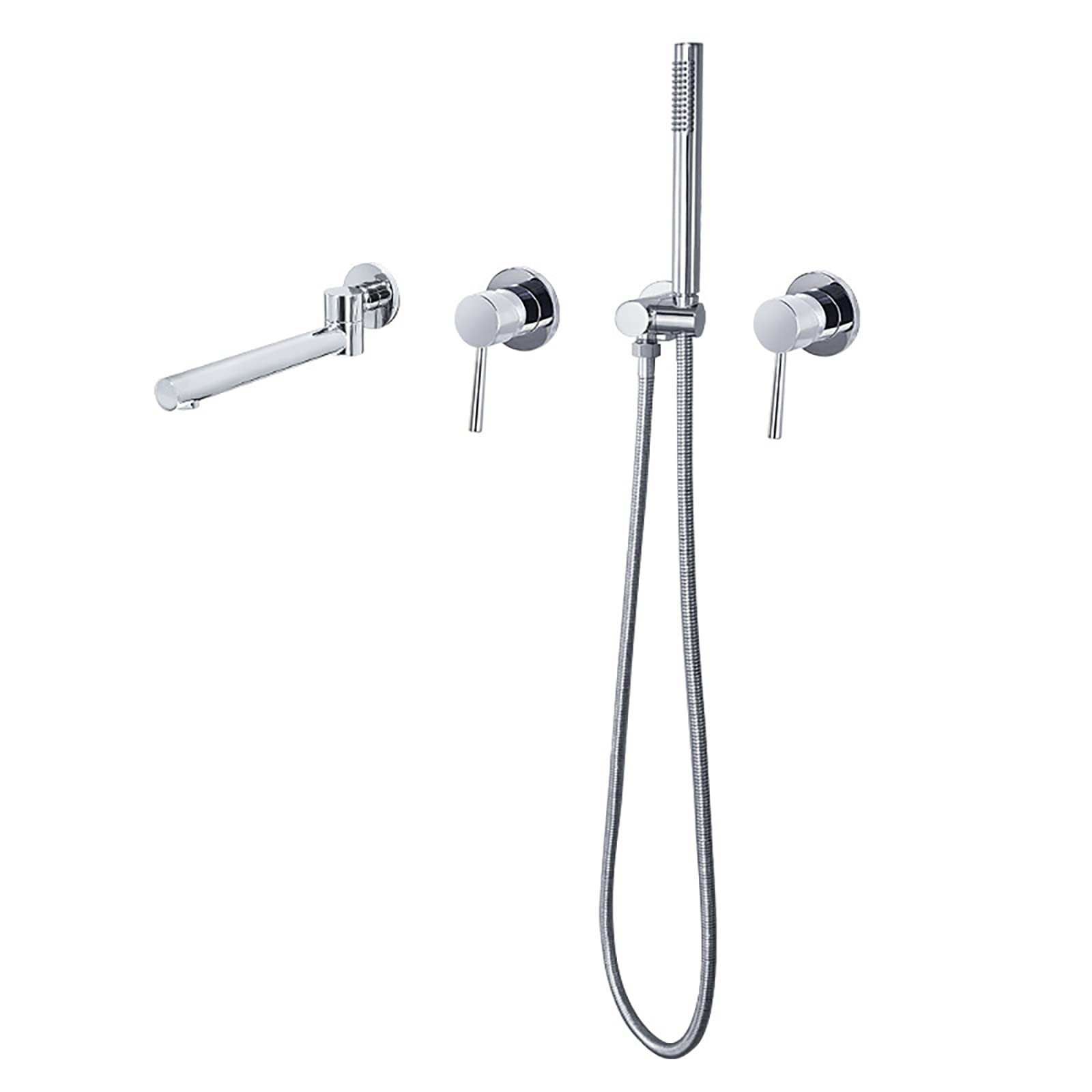 GLJTUO Bathtub Faucet with Handheld Shower, Rotatable Tub Faucet Wall Mounted Tub Tap Brass Tub Filler Faucet Double Handle Filler Mixer Tap with 1.5M Shower Hose,Chrome,Chrome