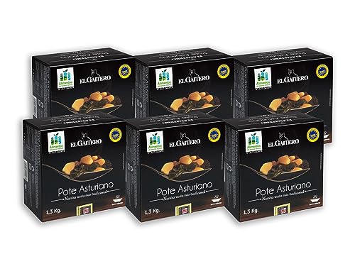 El Gaitero - Pote Asturiano | Con Chorizo y Morcilla | Sabor Intenso y Textura Suave | 6 Latas 1,3kg