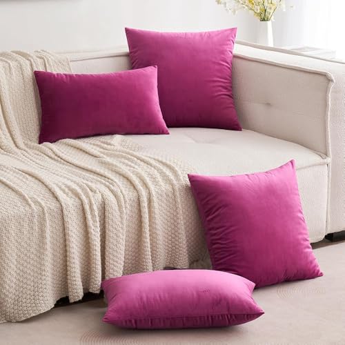 Image of MIULEE Pack of 2, Velvet Soft Solid Decorative Square Throw Pillow Covers Set Cushion Case for Sofa Bedroom Car 18 x 18 Inch 45 x 45 cm