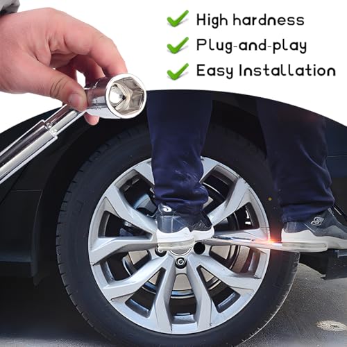 Image of Lug Wrench Wheel Wrench, Telescoping Lug Wrench with 17 /19mm and 21 /23mm Standard CR-V Sockets, Universal Steel Extendable Wheel Brace Lug Nut Wrench for Most Vehicles