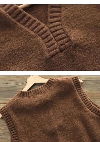 Men's V-Neck Pullover Sweater Vest Vintage Casual Sleeveless Knit Vests Basic Sweater Tops3