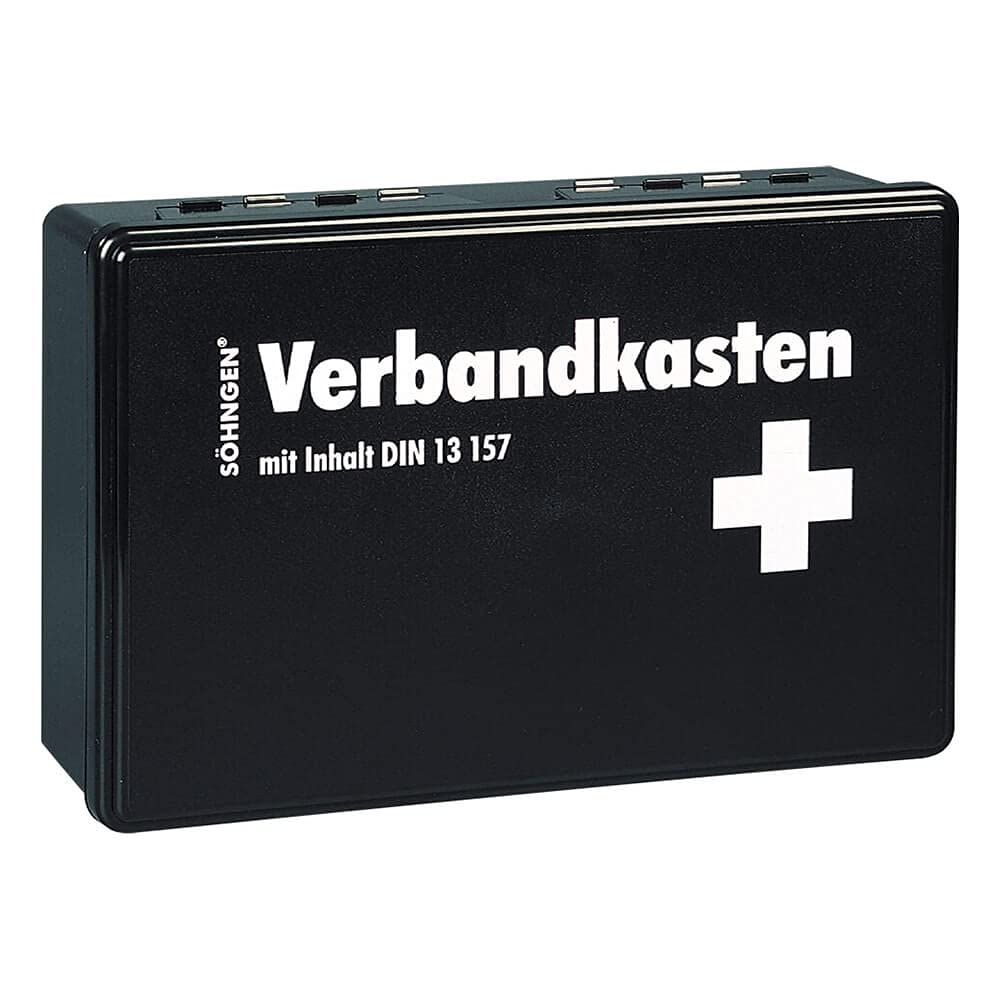 SÖHNGEN BIGPACK 10 x Verbandkasten Kiel, schwarz, DIN 13157 aus Kunststoff, Art.-Nr. 3003003 | Verbandskasten | Notfallkoffer | Erste Hilfe Kasten