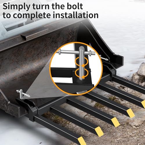 Image of YINTATECH 60 inch Clamp on Debris Forks 4000 lbs Loader Bucket Fork